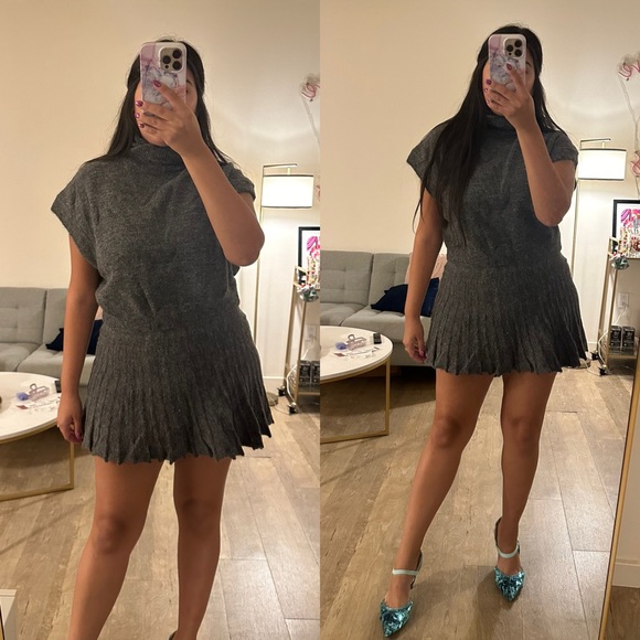 *24 HOUR SALE* Call Me Back Grey Pleated Sweater Skirt - Picture 8 of 12